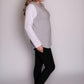 Grey/White Long Sleeve Top-Long Sleeve Breastfeeding Tops NZ Flourish Maternity