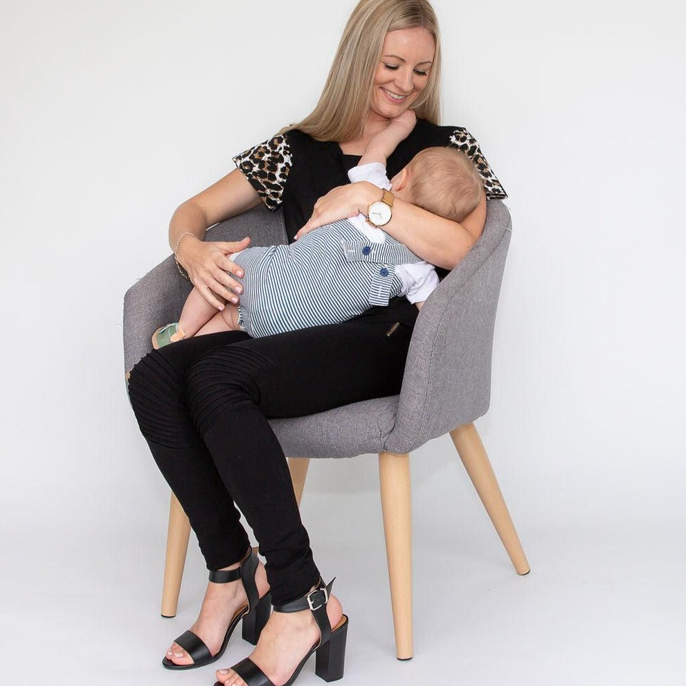 Leopard Print Tee-Breastfeeding t-shirt NZ, Maternity t-shirt NZ, Flourish Maternity