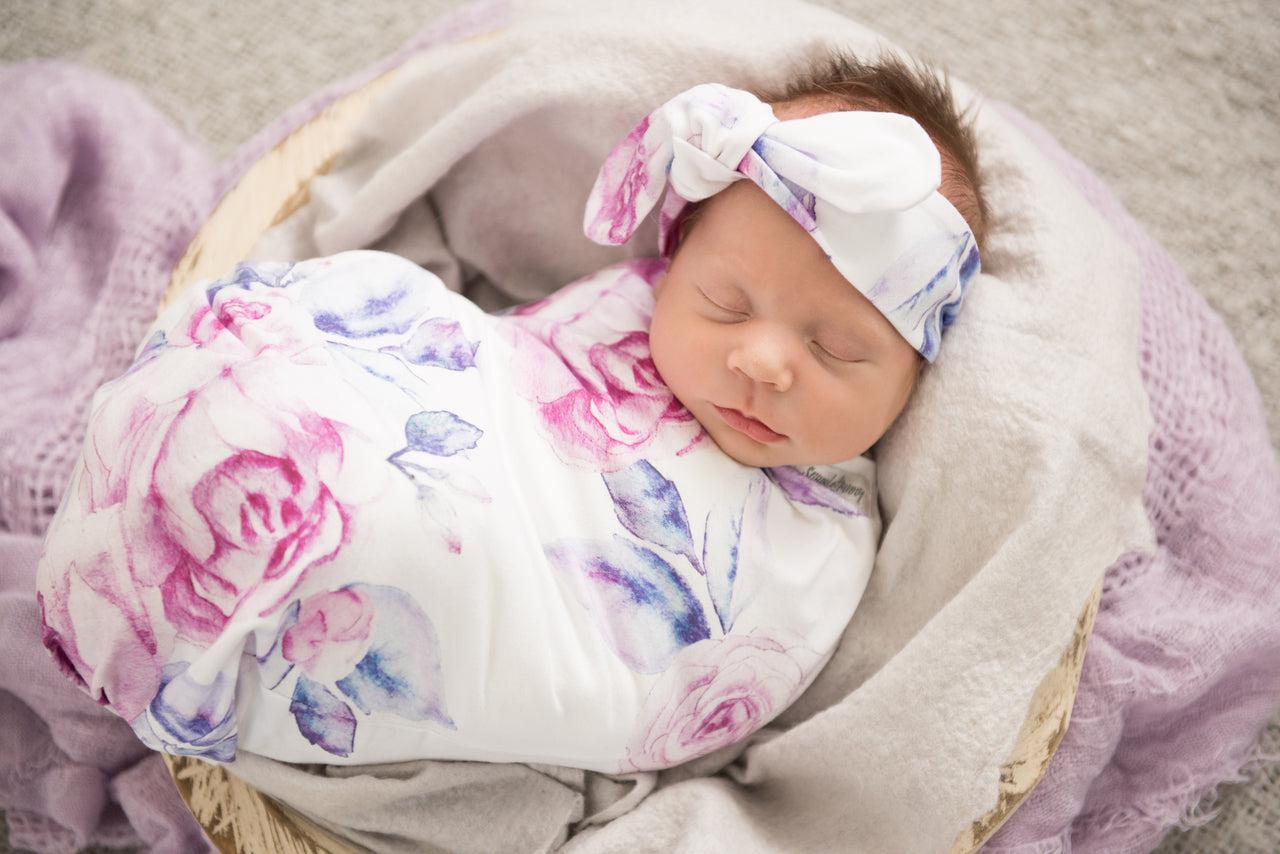 Lilac Skies Snuggle Swaddle and Topknot Set-Snuggle Hunny Kids-Baby store NZ Flourish Maternity