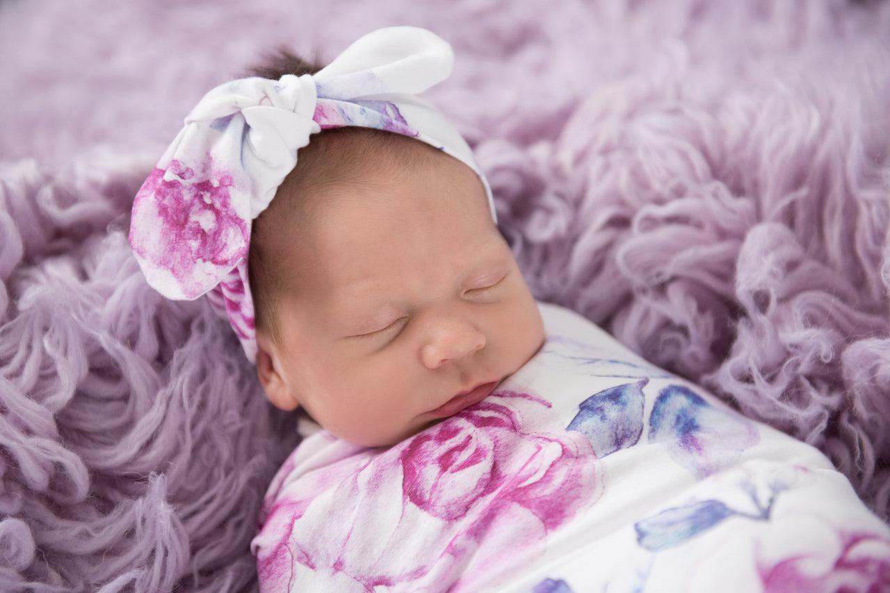 Lilac Skies Snuggle Swaddle and Topknot Set-Snuggle Hunny Kids-Baby store NZ Flourish Maternity