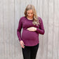 Maroon Long Sleeve Top-Long Sleeve Breastfeeding Tops NZ Flourish Maternity