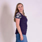 Peach Bloom Floral Sleeve Tee in Navy - Flap-Breastfeeding t-shirt NZ, Maternity t-shirt NZ, Flourish Maternity