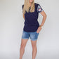 Peach Bloom Floral Sleeve Tee in Navy - Zippers-Breastfeeding t-shirt NZ, Maternity t-shirt NZ, Flourish Maternity
