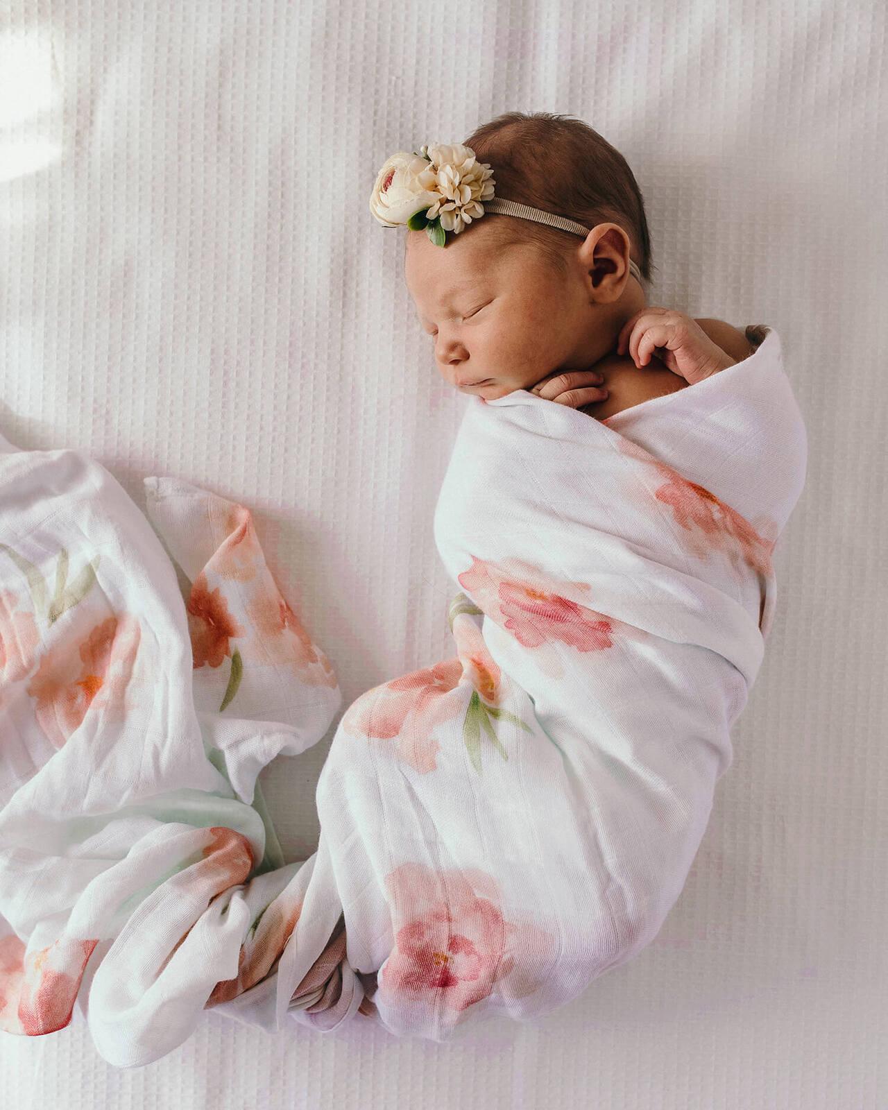 Sorbet Bloom Baby Organic Muslin Wrap-Snuggle Hunny Kids-Baby store NZ Flourish Maternity