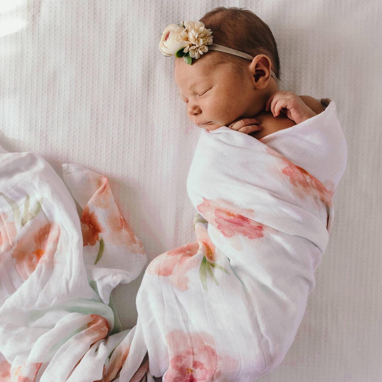 Sorbet Bloom Baby Organic Muslin Wrap-Snuggle Hunny Kids-Baby store NZ Flourish Maternity