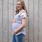 Summer Floral Sleeve Tee in Grey - Flap-Breastfeeding t-shirt NZ, Maternity t-shirt NZ, Flourish Maternity