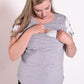 Summer Floral Sleeve Tee in Grey - Flap-Breastfeeding t-shirt NZ, Maternity t-shirt NZ, Flourish Maternity