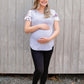 Summer Floral Sleeve Tee in Grey - Zippers-Breastfeeding t-shirt NZ, Maternity t-shirt NZ, Flourish Maternity