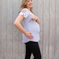 Summer Floral Sleeve Tee in Grey - Zippers-Breastfeeding t-shirt NZ, Maternity t-shirt NZ, Flourish Maternity