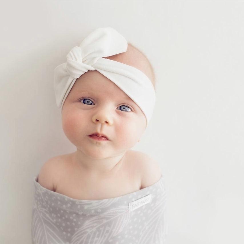 White Baby Topknot Headband- Baby store NZ Flourish Maternity