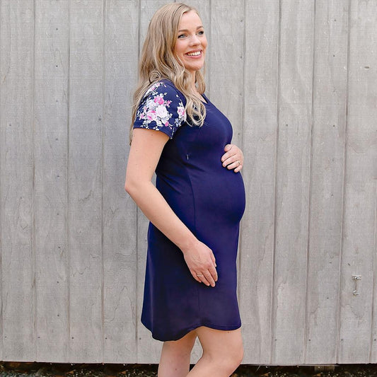 Pastel Bouquet Floral Sleeve Dress-Flourish Maternity Breastfeeding Dresses NZ Maternity Dresses NZ
