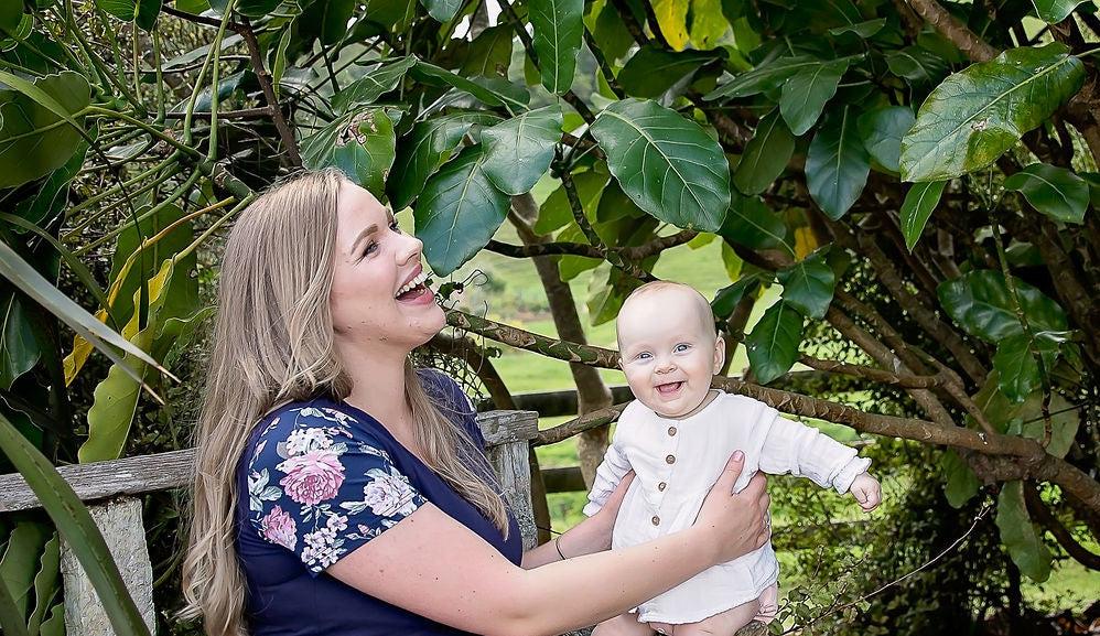 Peach Bloom Floral Sleeve Dress in Navy - Zippers-Flourish Maternity Breastfeeding Dresses NZ Maternity Dresses NZ